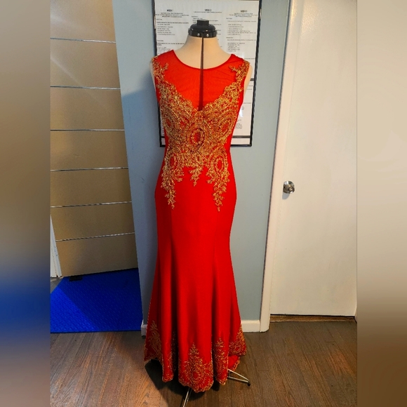 Grace Karin, Red and Gold Evening Gown - Picture 2 of 2